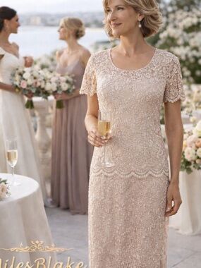 VTG Miles Blake, Champagne Lace Illusion Dress,Bridal, Elegant Formal Size 6